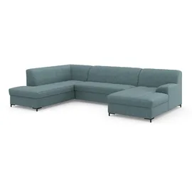 Home Affaire Wohnlandschaft HOME AFFAIRE "Balme, moderne Formensprache, zeitloses Design, U-Form", blau (petrol), B:297cm H:75cm T:195cm, 95% Polyester, 5% Nylon, Sofas, Wohnlandschaft, Inkl. Zierkissen, wahlweise mit Bettfunktion