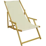 Liegestuhl Gartenliege weiß Sonnenliege Strandliege Holz Deckchair Gartenmöbel Buche 10-303 N