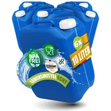 Kosmetex 6X Blauer Kanister 10L, Wasserkanister BPA frei & lebensmittelecht für Camping, Garten & Gewerbe, Robust haltbarer Premium Trinkwasser Kanister, Made in Germany