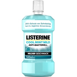 Listerine Cool Mint Mild (500 ml), antibakterielle Mundspülung mit ätherischen Ölen & ohne Alkohol, mildes Mundwasser bekämpft wirksam Bakterien, perfekte Ergänzung zur täglichen Zahnpflege