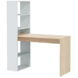 Fores Schreibtisch mit wendbarem Regal – weiß und kanadische Eiche, Maße: 120 x 144 x 53 cm (B x H x T), viel Stauraum für Homeoffice oder Büro, Modell Duplo