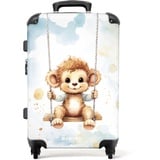 NoBoringSuitcases.com Kinderkoffer, Kinder Koffer, Koffer Groß, Koffer Kinder, TSA Schloss, Trolley Koffer Mittelgroß, Kindertrolley, Koffer Mittelgroß (Kleiner AFFE - Hellbraun, 67 cm - 72 L)