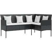 vidaXL Sofa in L-Form mit Kissen Gartensofa Lounge Gartenmöbel Sitzgruppe Couch Sofagarnitur Sitzgarnitur Terrassenmöbel Poly Rattan Schwarz