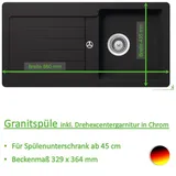 keenberk Victory S-VEL860 schwarz Einbauspüle Excenterbetätigung 860 x 435 mm