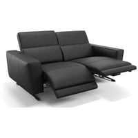 Sofanella 2-Sitzer Leder Alesso, Relaxsofa, Designsofa, Designer Couch, Italienisches Sofa, 2er Sofa schwarz