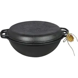 MAYSTERNYA Schmortopf aus Gusseisen – 8 Liter – Kochen im Freien – Grillpfanne aus Gusseisen – Geschenk – Kochgeschirrset – PFAS-frei – Schwarz