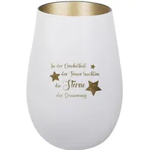 der-porzellan-laden Windlicht In der Dunkelheit der Trauer leuchten Glas Weiß/Gold