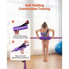 Vevor Gymnastikstange für Kinder mit 63,5 kg Tragkraft, Klappbares Turnreck mit Turnringen, Höhenverstellbare Turnstange für Indoor- und Outdoor-Training, Heimtrainingsgerät für Kinderturnen, Lila