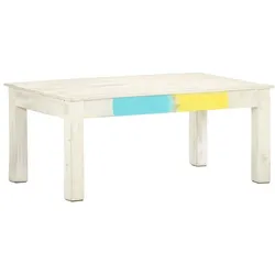vidaXL Couchtisch Weiß 110x60x45 cm : Farbe - Weiss, Material - Massivholz Mango