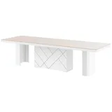 designimpex Esstisch Design HEK-111 Cappuccino / Weiß Hochglanz XXL ausziehbar 180 - 468 cm braun