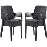 BICA Verona Gastro Stuhl 10er Set mit Armlehnen | Graphit | Gartenstuhl | Wetterfest