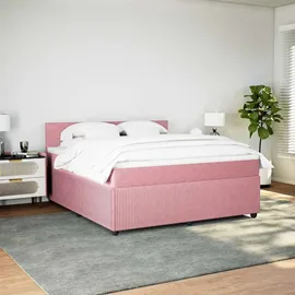 vidaXL Boxspringbett mit Matratze Rosa 180x200 cm Samt