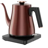 Schwanenhals Wasserkocher 1.0L, Wasserkocher Retro Vintage 1000W, 100% Edelstahl Teekocher Elektrischfür Büro/Reise/Küche/Familie, Automatische Abschaltung, Überhitzungsschutz, BPA-frei, Kupfer Design