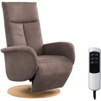 CAVADORE TV-Sessel Juba / Fernsehsessel mit elektrisch verstellbarer Relaxfunktion / 2 E-Motoren / 75 x 112 x 82 / Lederoptik, Hellbraun