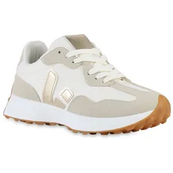 Damen Plateau Sneaker in Beige
