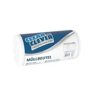 Clean And Clever Müllbeutel Professional Line 60l weiß PRO 73 Polybeutel Müllsack Polysack Sammelkorb Abfallsack