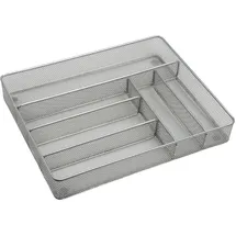 OEM Besteckkasten mit 6 Fächern aus Metall 37 x 5,5 x 31 cm Silber