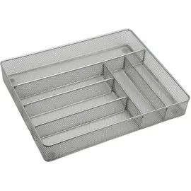 OEM Besteckkasten mit 6 Fächern aus Metall 37 x 5,5 x 31 cm Silber