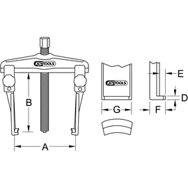 KS Tools Schnellspann-Universal-Abzieher 2-armig mit extrem schlanken, verlängerten Haken 25-130mm, 200mm