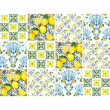 Fliesenaufkleber QUEENCE "Ornamente mit Zitronen", gelb, B:15cm H:15cm T:0,2cm, Fliesenaufkleber, selbstklebend, 12er Set