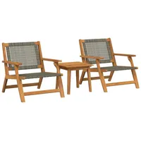 VidaXL Gartenstühle mit Tisch 3er-Set Grau aus massivem Akazienholz