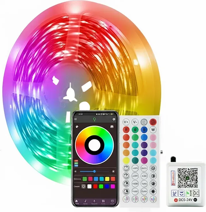 Vivreal HM-10-16 Smart RGB LED-Streifenlampe – 10 m Farbwechselnder Bluetooth-Lichtstreifen mit Fernbedienung und App-Steuerung, Musik-Synchronisierung und Timerfunktion, Neujahrssale, Top-Geschenkideen