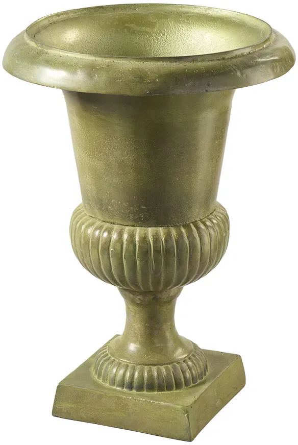 Pokal Alu D33H44cm auf Fuß antik gold/grün