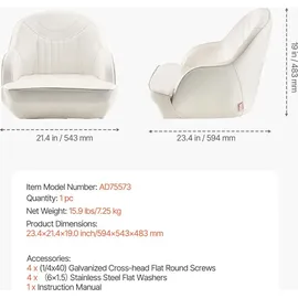Vevor Bootssitz mit niedriger Rückenlehne PVC Weiß
