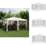 Partyzelt Mit 8 Mesh-seitenteilen Weiß 4x4 M Hdpe - Partyzelt - Partyzelte - Faltzelt - Zelt