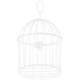 Partydeco Vogelkäfig Deko Metall rund zum Aufhängen und Hinstellen 16x26,5cm weiß - Deko Käfig Tischdeko für eine Hochzeit oder Taufe klein