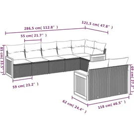 vidaXL Gartensofa-Set 8-tlg. grau Polyrattan