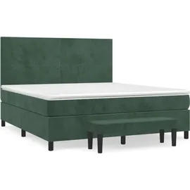 vidaXL Boxspringbett 180 x 200 cm Dunkelgrün
