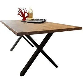 Main Möbel Esstisch 180x90cm "Vegas I" Wildeiche massiv & Metall schwarz