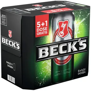 BECK'S Pils Dosenbier, 5+1 gratis Dosen-Set, EINWEG (5+1 x 0.5 l), Pils Bier