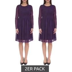 2er Sparpack Aniston SELECTED Damen Maschenkleid modisches Sommer-Kleid 99458044 Lila - 42