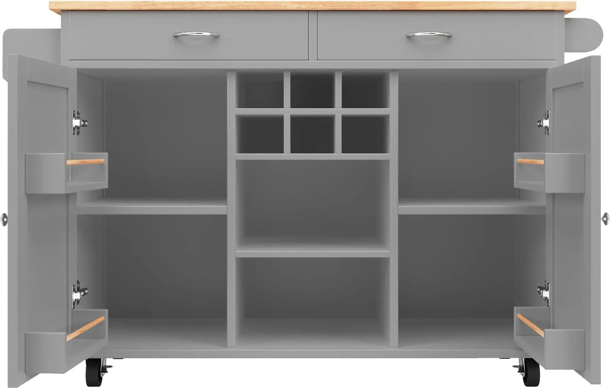 Moderne Kücheninsel, Multifunktionale Esstisch mit Speicherraum, 102x45x92 cm, Grau