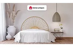 Bettkopfteil - Rattan - 140 cm - Naturfarben - SOLIA