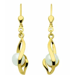 Paar Ohrhänger ADELIA ́S "Damen 333 Gold Ohrringe Ohrhänger mit Süßwasser Zuchtperle", gold, Ohrringe, Damen, Damen, Gelbgold 333-Gold-Perlen, Gelbgold 333, Gold, Perlen, mit Süßwasser Zuchtperle Goldschmuck für Damen