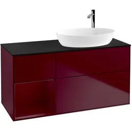 Villeroy & Boch Finion Waschtischunterschrank G922HBHB 120cm, Abdeckplatte black matt, Emotion, Regale Peony matt lacquer, Peony Matt