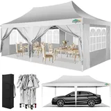 COBIZI Pavillon 3x6,Faltpavillon 3x6 Wasserdicht Stabil Winterfest, Sofort aufklappbare Vordächer Outdoor Gartenzelt mit 6 Seitenteilen, für Party Garten Festival, Weiß