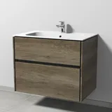 Sanipa Keramik-Waschtisch-Set mit Waschtischunterschrank „Twiga“ 79 × 50 × 61 cm in Eiche Nebraska, ohne Beleuchtung