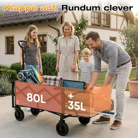sunula Bollerwagen Faltbar 80L+35L Blau