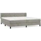 vidaXL Boxspringbett mit Matratze Hellgrau 200x200 cm Samt