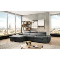 Ecksofa SIT & MORE "Valantine L-Form", grau (anthrazit), B:286cm H:73cm T:174cm, NaturLEDER, Spannstoff, Sofas, inkl. Kopf- und Armteilverstellung, wahlweise mit Bettfunktion