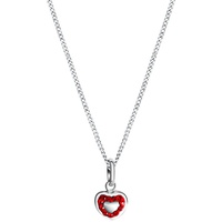 Firetti Kette mit Anhänger Schmuck Geschenk Silber 925 Halsschmuck Halskette Panzerkette Herz, mit Kristallstein rot|silberfarben