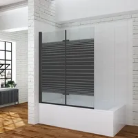 Badewannenfaltwand 120x140 cm 2 Teilig Faltbar Nano Duschtrennwand für Badewanne