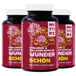 WUNDER SCHÖN Hyaluron-Kollagen-Komplex – Nahrungsergänzung mit Hyaluronsäure & Kollagenpeptiden 270 Kapseln