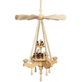 Volkskunstwerkstatt Unger Weihnachtspyramide Deckenpyramide 65cm, Dorf mit Engel 2-stöckig