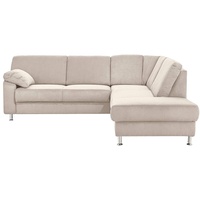 Cavadore Ecksofa Belfast mit Ottomane rechts / Polsterecke mit Federkern / 243 x 88 x 218 / Mikrofaser Hellbeige