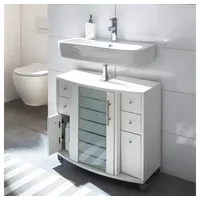 Lomadox Waschbeckenschrank NOCI-80 Badezimmer Unterschrank Badschrank Siphonausschnitt weiß 65 cm weiß